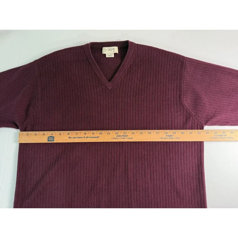 J Crew Men's 100% Cotton V-Neck Sweater Burgundy Size XL